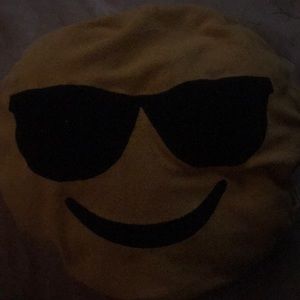 Yellow emoji pillow with these two faces😎🤓